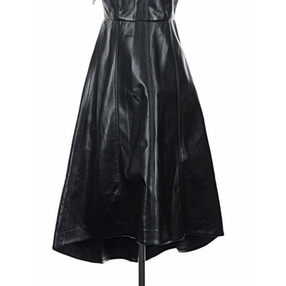 Wilfred Belcanto Black Vegan Leather High-Low Midi Dress Size 4 Minimalist - Picture 4 of 12